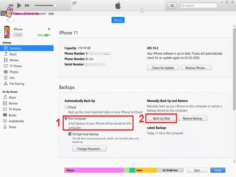 Chuyển dữ liệu từ iPhone sang iPhone bằng iTunes